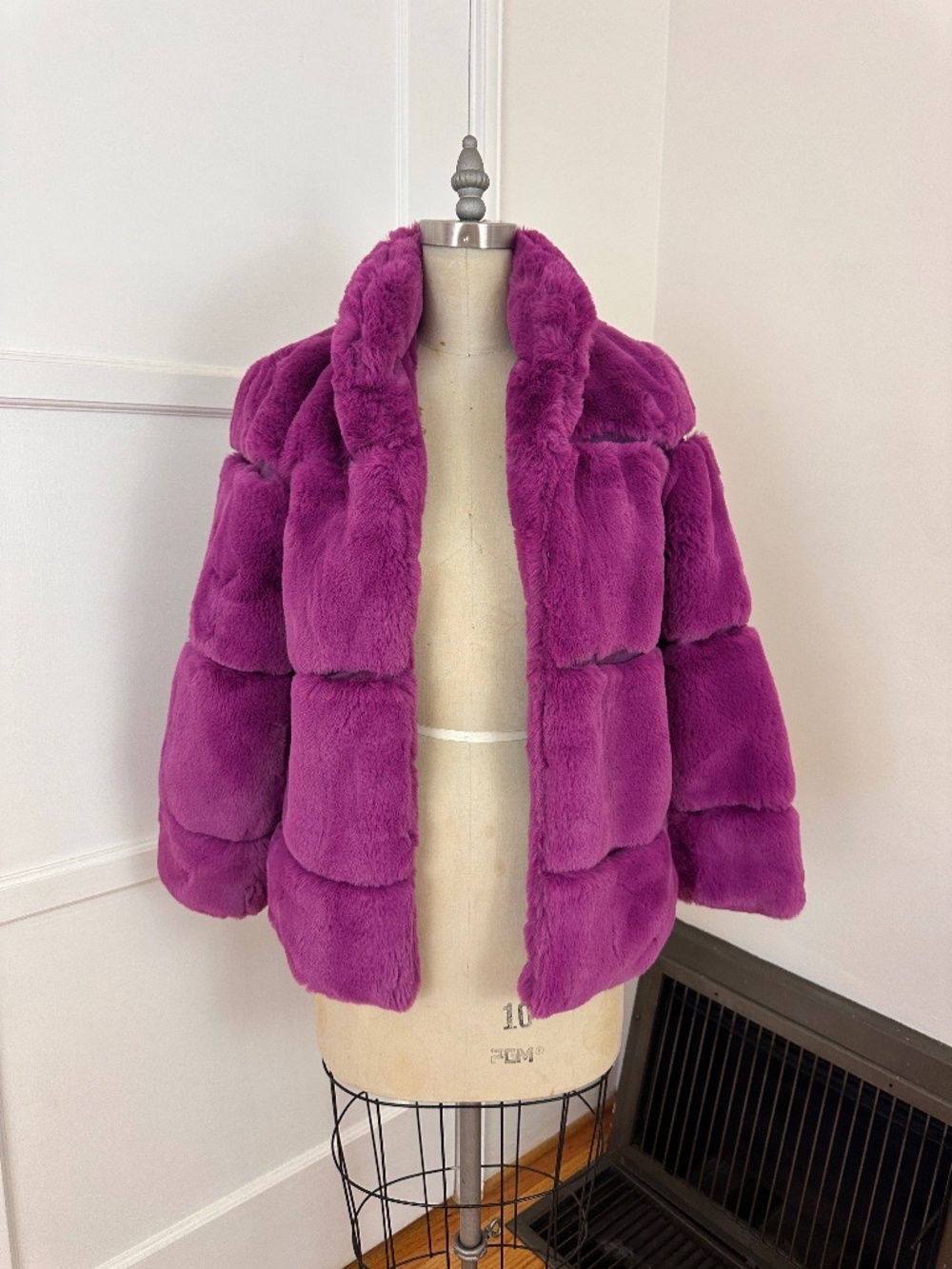 purple faux fur coat